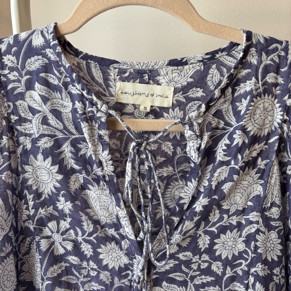 Daughters of India Kyra Mini Dress Iris Blue Size S Size Small Cotton 100% - Picture 3 of 5